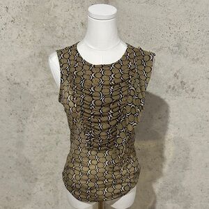The Limited Y2K Ruched Mesh Retro Print Tank Top | 60s Mod Revival | Size M